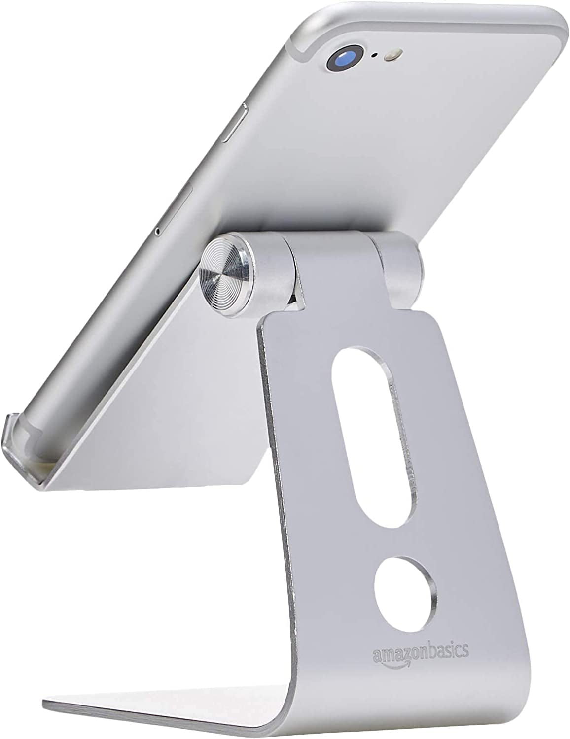 Adjustable Aluminum Cell Phone Desk Stand for Iphone and Android, Silver