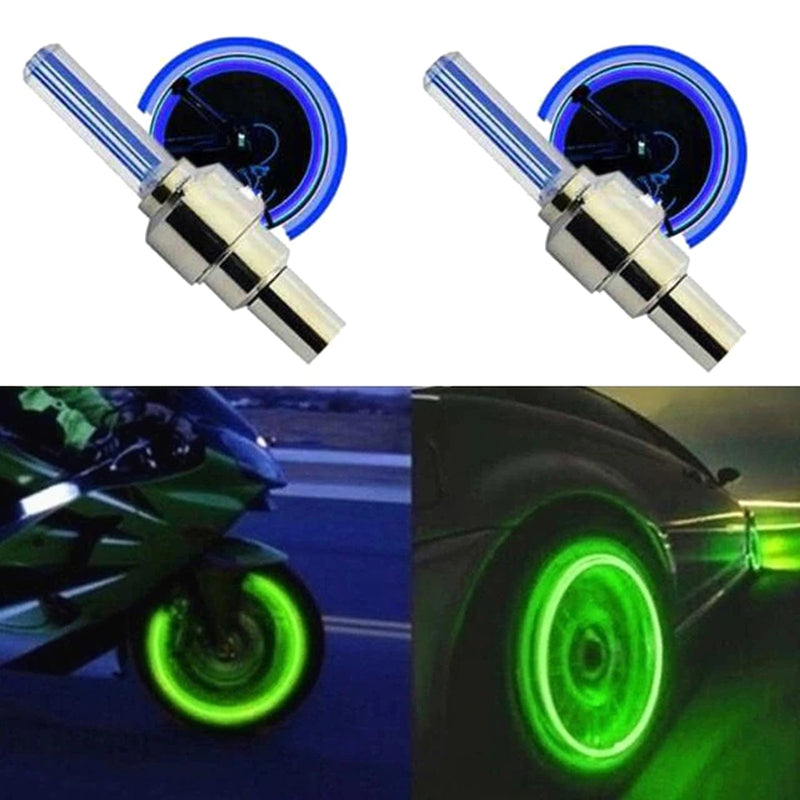 2PCS Bike Light LED Flash Wheel Tire Valve Cap Car Lights 4 Colors Tire Lamp for Car Motorcycle Bicycle