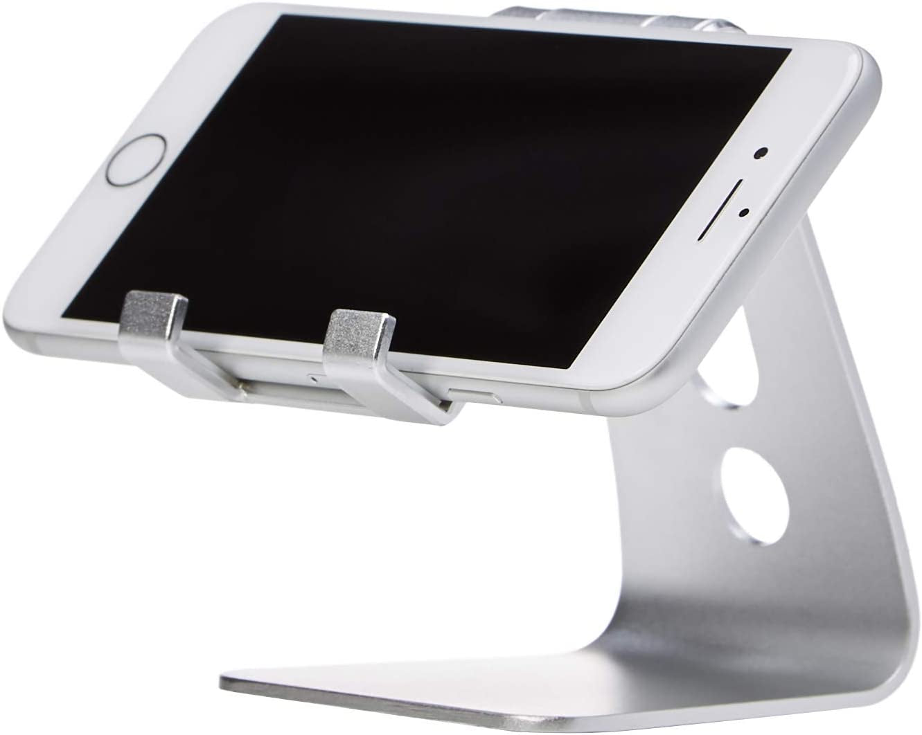 Adjustable Aluminum Cell Phone Desk Stand for Iphone and Android, Silver